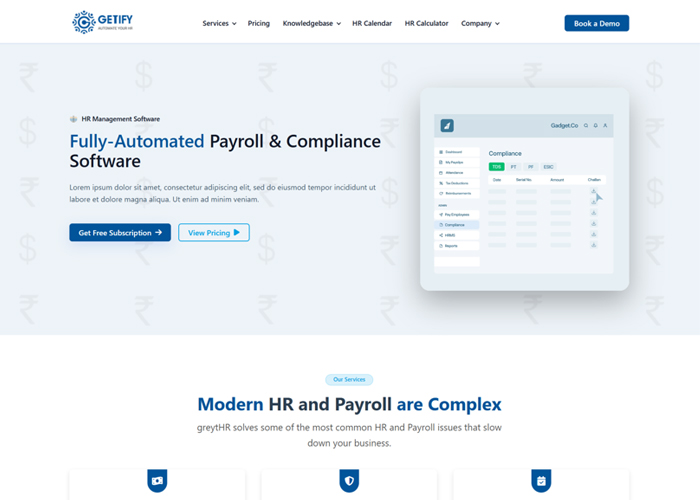 GetifyHR Website Redesign Preview